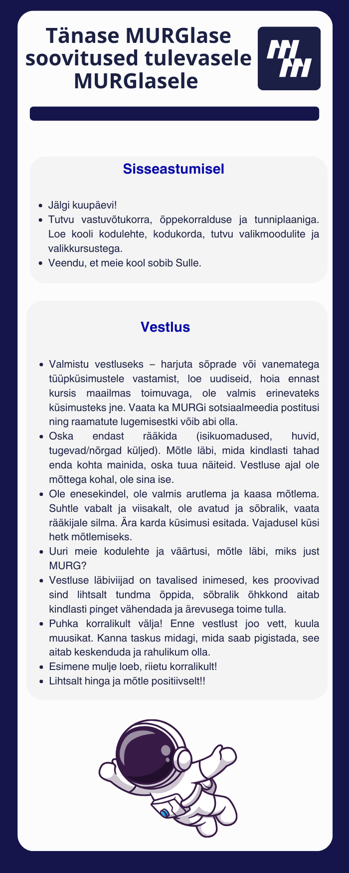 Soovitused tulevasele Murglasele