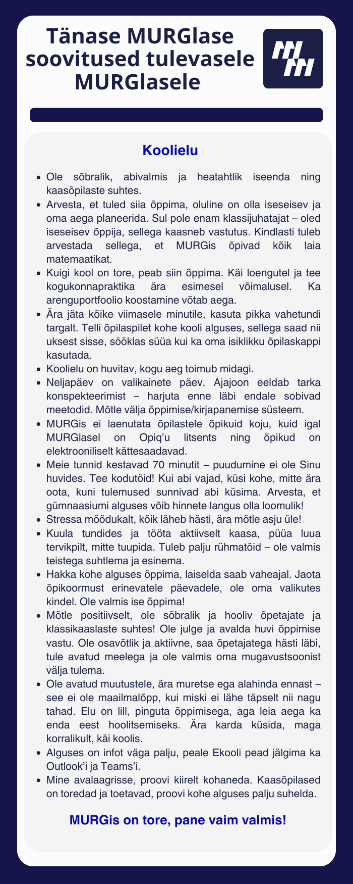Soovitused Murglasele
